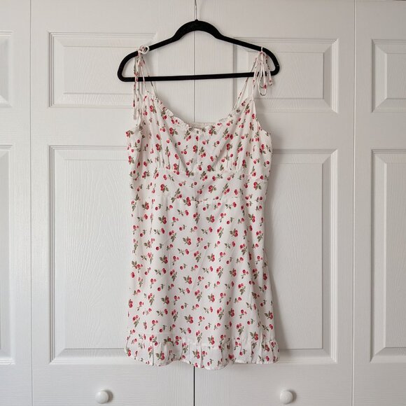 NWT | Abercrombie & Fitch | Cherry Mini Dress | White/Red | Size L - Picture 2 of 8